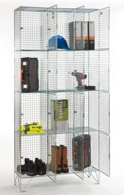 Wire Mesh Lockers - 4 Door 305mm Deep Warehouse Ladder