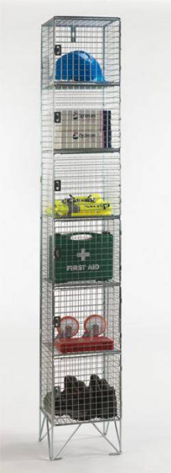 Wire Mesh Lockers - 6 Door 305mm Deep Warehouse Ladder