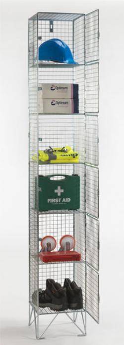 Wire Mesh Lockers - 6 Door 305mm Deep Warehouse Ladder