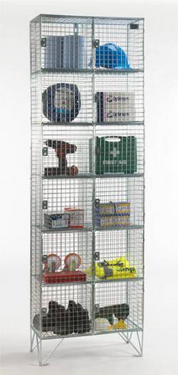 Wire Mesh Lockers - 6 Door 305mm Deep Warehouse Ladder